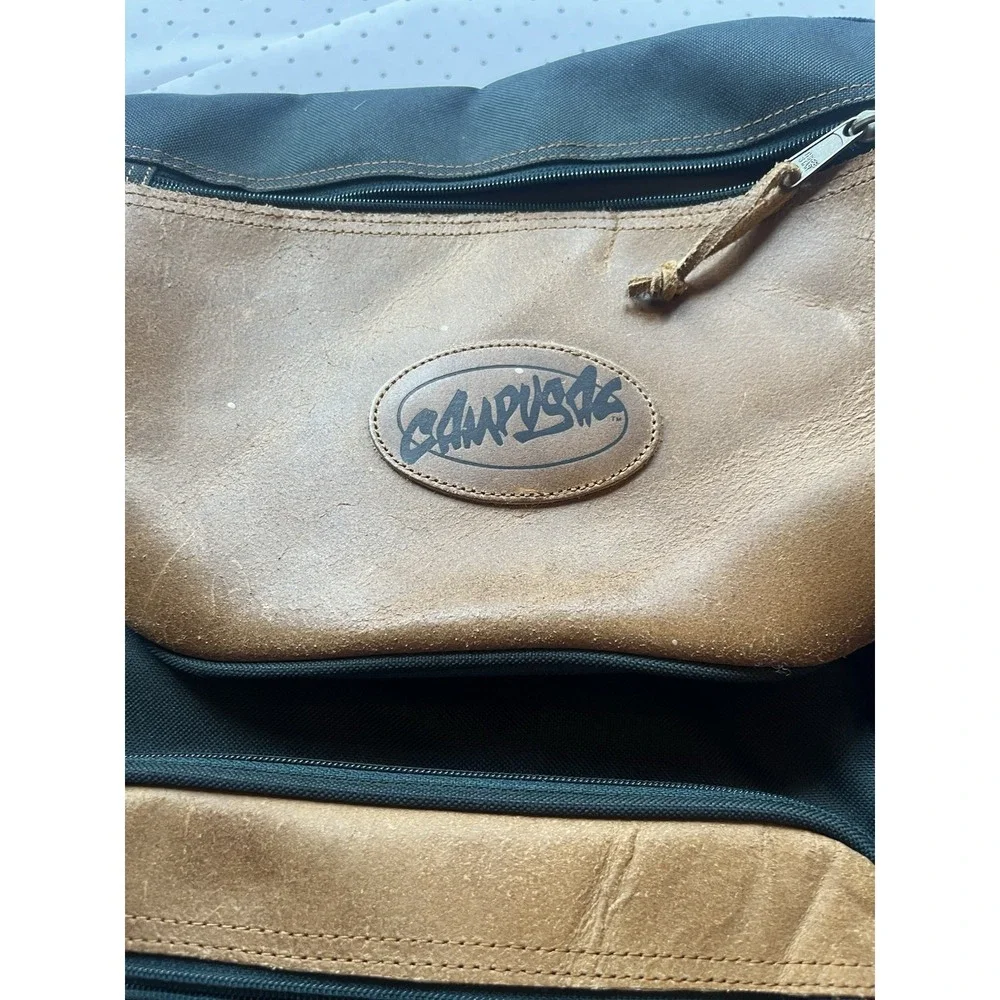 Vintage‎ CampusPak Backpack Brown Leather Trim Laptop School Bag